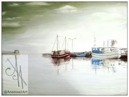 Schiffe in einer Bucht 80x60 Kunstgalerie Affeere