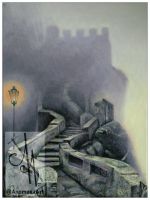 Treppenaufgang auf zur Burg 30x40 Kunstgalerie Affeere