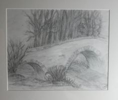 Böhmische Brücke Obergurig Bautzen Graphitstift, virtual art gallery Affeere 